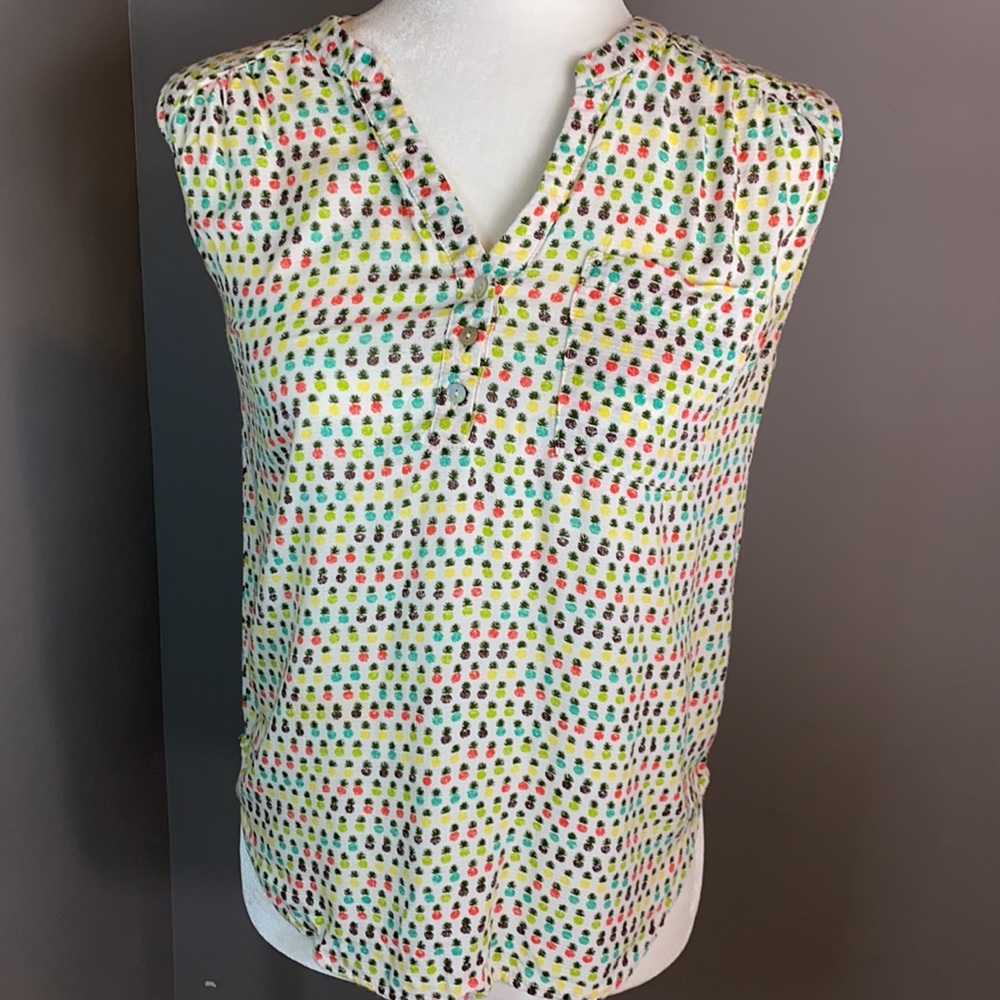 Cato Sleeveless Pineapple Print Popover Size S